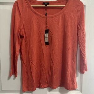 Talbots Orange Fitted 3/4 Sleeve Blouse